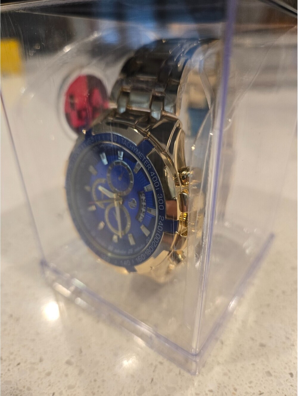 Stainless Steel AJ Accessories Blue and Gold Wrist Watch